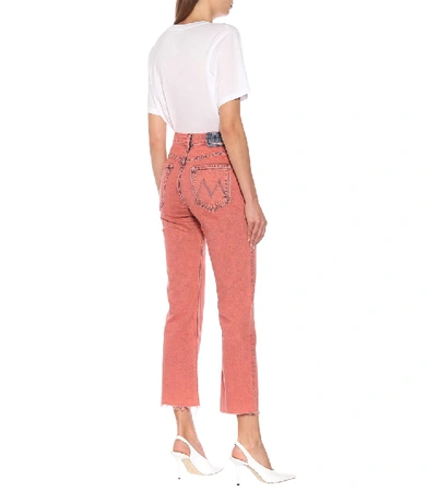Shop Mother Tripper High-rise Cropped Bootcut Jeans In Pink