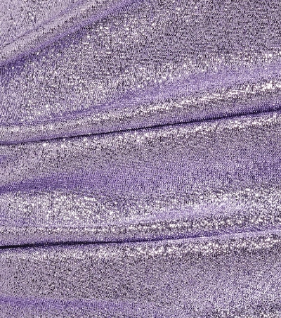 Shop Rabanne Stretch Metallic Midi Dress In Purple
