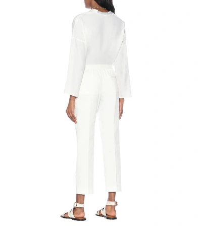 Shop Agnona High-rise Straight Twill Pants In White