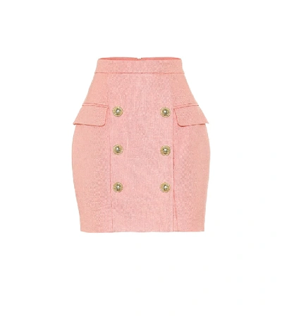 Shop Balmain High-rise Miniskirt In Pink