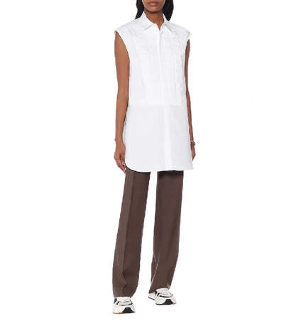 Shop Bottega Veneta Cotton Shirt Dress In White