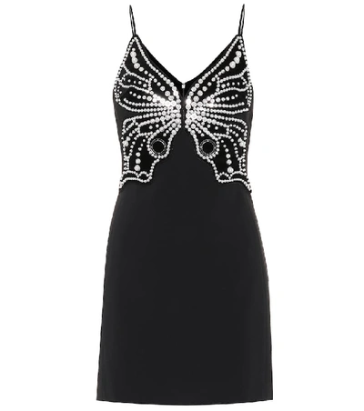 Shop David Koma Butterfly-embellished Minidress In Black