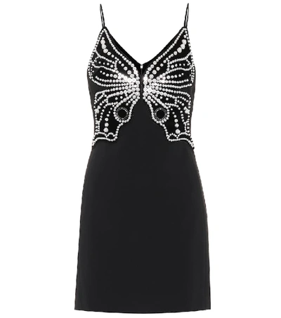 David Koma Butterfly-motif Stretch-crepe Mini Dress In Black