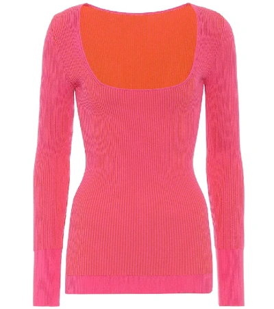 Shop Jacquemus La Maille Rosa Ribbed-knit Sweater In Pink