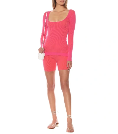 Shop Jacquemus La Maille Rosa Ribbed-knit Sweater In Pink