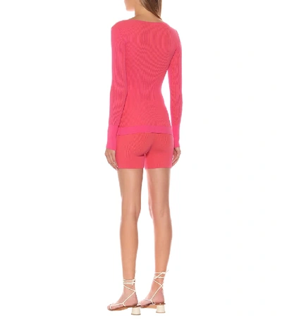 Shop Jacquemus La Maille Rosa Ribbed-knit Sweater In Pink