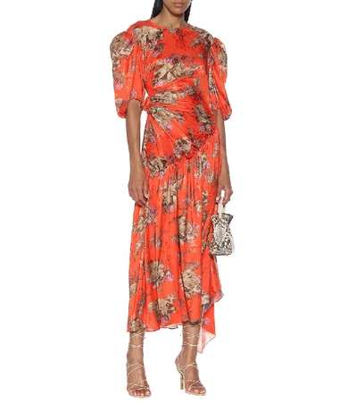Shop Preen By Thornton Bregazzi Ophelie Floral Jacquard Dress In Red