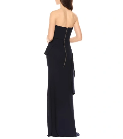 Shop Roland Mouret Bond Wool Crêpe Gown In Blue