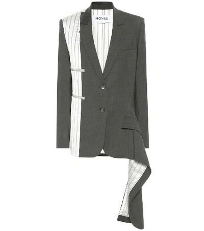 Shop Monse Stretch-wool Blazer In Grey