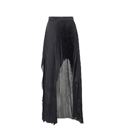 Shop Stella Mccartney Pleated Satin Skirt In Black