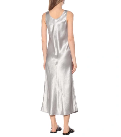 Shop Max Mara Talete Satin Midi Dress In Grey