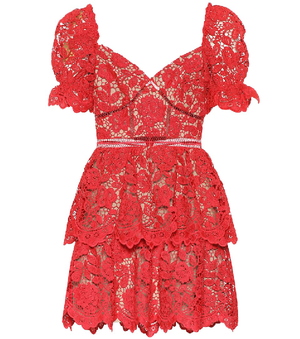 self portrait red floral mini dress
