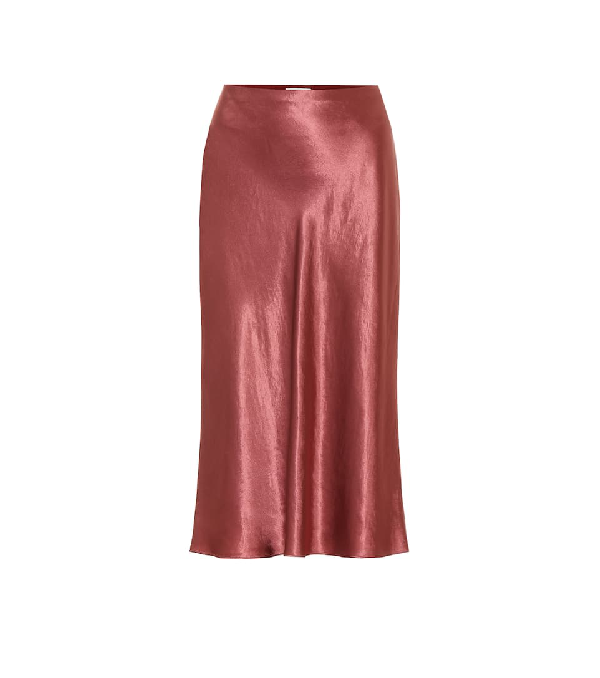 red satin slip skirt