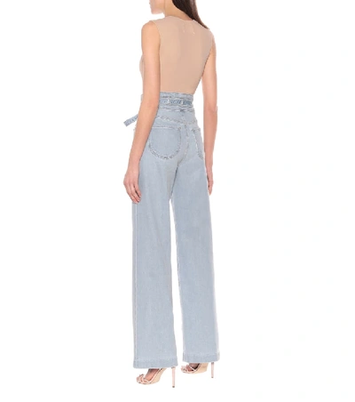 Shop Frame Ali High-rise Wide-leg Jeans In Blue