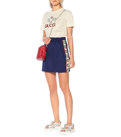 Shop Gucci Logo-taped Skirt In Blue