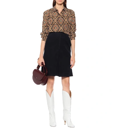 Shop Apc Sutton Printed Silk Blouse In Beige