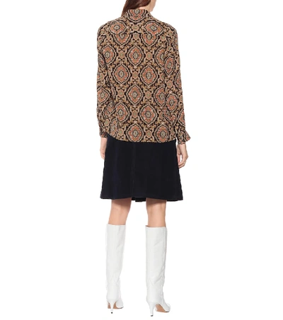 Shop Apc Sutton Printed Silk Blouse In Beige