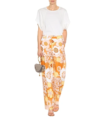 Shop Chloé Printed Cotton Trousers In Multicoloured