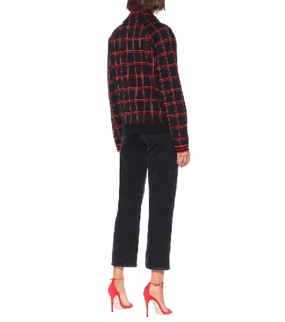 Shop Gucci Checked Wool Jacket In Black