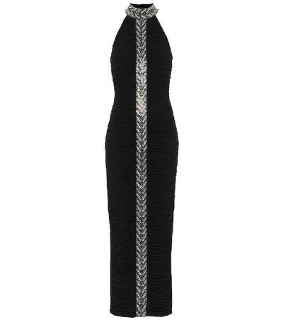 Shop Balmain Embellished Gown In Black