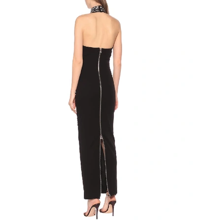 Shop Balmain Embellished Gown In Black