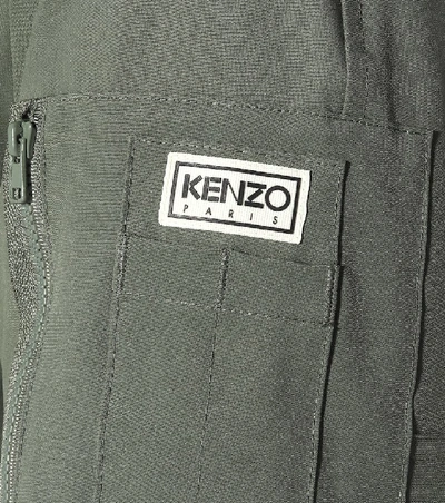 Shop Kenzo Faux Fur-trimmed Parka In Green