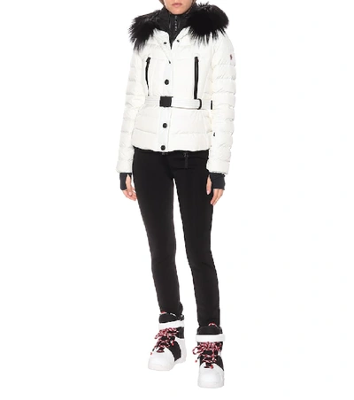 Shop Moncler Beverley Fur-trimmed Ski Jacket In White