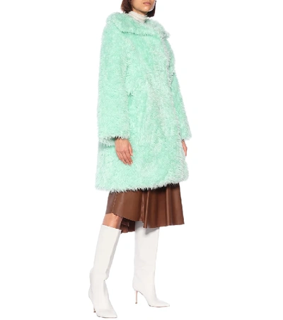 Shop Balenciaga Faux Fur Coat In Green