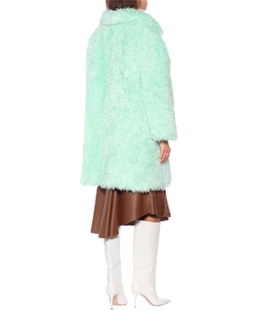 Shop Balenciaga Faux Fur Coat In Green