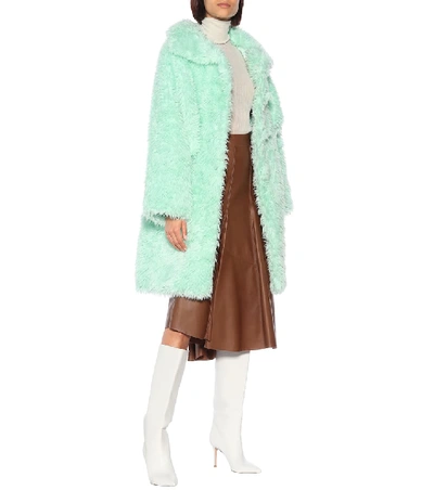 Shop Balenciaga Faux Fur Coat In Green