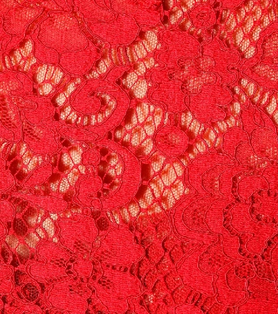 Shop Dolce & Gabbana Lace Midi Dress In Red
