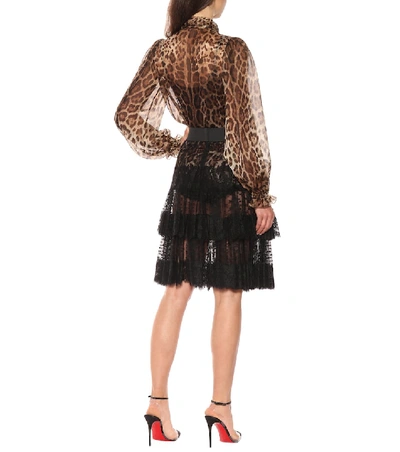 Shop Dolce & Gabbana Lace-trimmed Tulle Skirt In Black