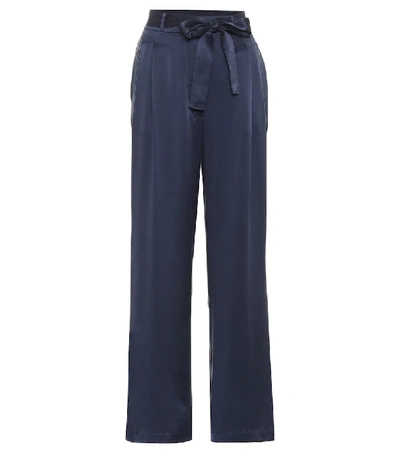 Shop Asceno Rivello High-rise Silk Pants In Blue