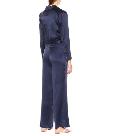 Shop Asceno Rivello High-rise Silk Pants In Blue