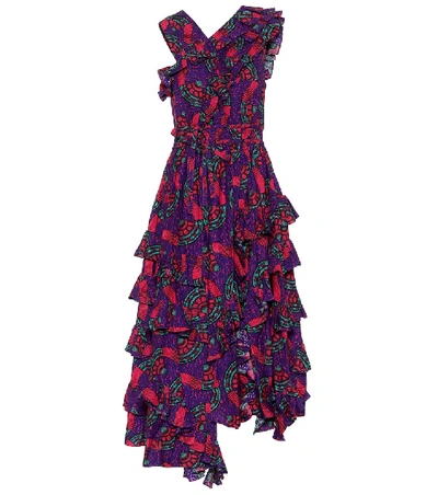 Shop Ulla Johnson Imogen Printed Cotton Midi Dress In Purple