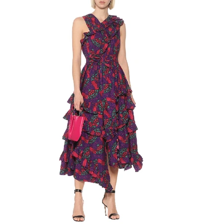 Shop Ulla Johnson Imogen Printed Cotton Midi Dress In Purple
