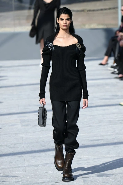 Shop Bottega Veneta Embellished Stretch-wool Sweater In Black