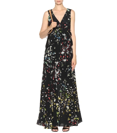 Shop Chloé Fil Coupé Silk Maxi Dress In Black