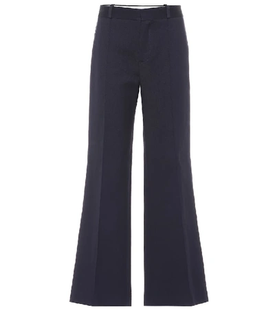 Shop See By Chloé Flared Cotton-blend Pants In Blue