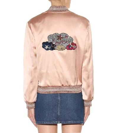 Shop Saint Laurent Embellished Bomber Jacket In Pink