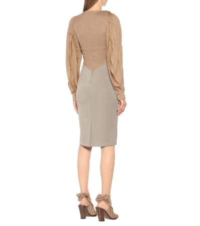 Shop Burberry Wool And Silk Dress In Beige