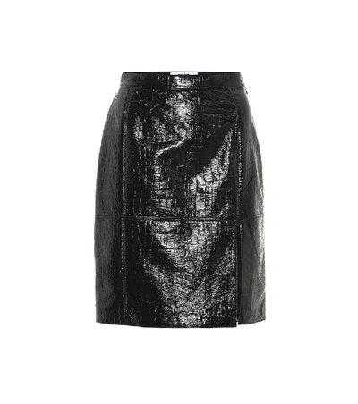 Shop Msgm Embossed Faux Leather Skirt In Black