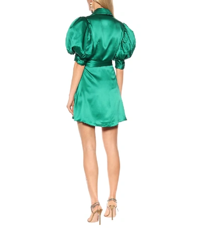 Shop Alessandra Rich Silk Satin Minidress In Green