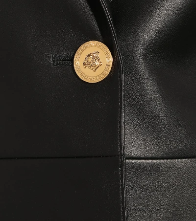 Shop Versace Leather Blazer In Black