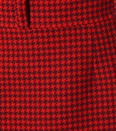 Shop Balenciaga Houndstooth Virgin Wool Midi Skirt In Red