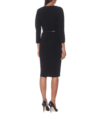 Shop Max Mara Liriche Belted Stretch-wool Dress In Black