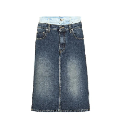 Shop Maison Margiela Layered Denim Skirt In Blue