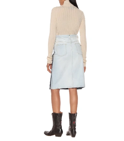 Shop Maison Margiela Layered Denim Skirt In Blue