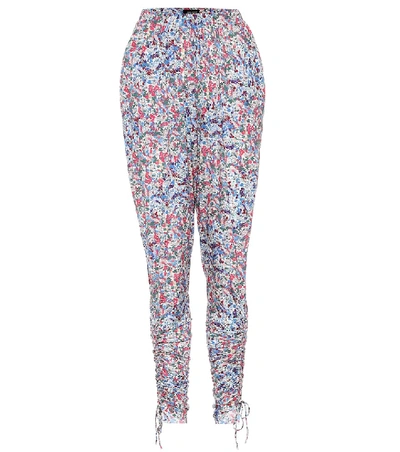 Shop Isabel Marant Serido Floral Stretch-jersey Pants In Blue
