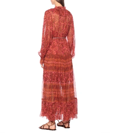 Shop Zimmermann Edie Silk Midi Dress In Red